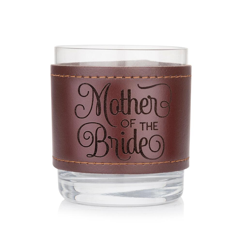 Vaso de Cristal Envuelto en Cuero para la Madre de la Novia