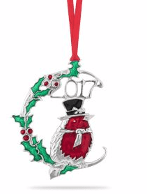 Limited Edition 2017 English pewter Christmas Robin ornament with festive detailing