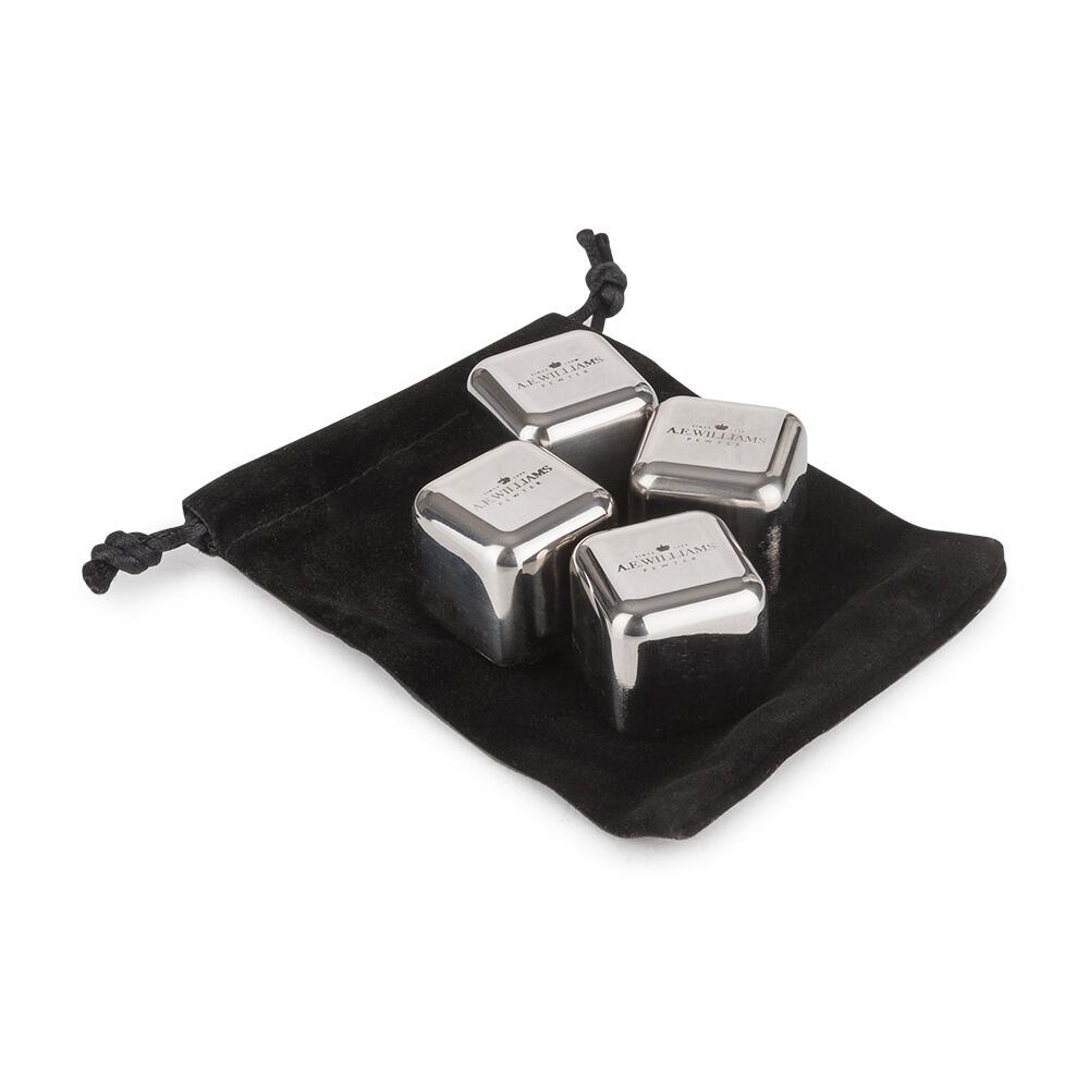 Set of 4 Reusable Stainless Steel Ice Cube Stones – Ideal for All Spirits, Whisky, Rum, Vodka, Gin etc