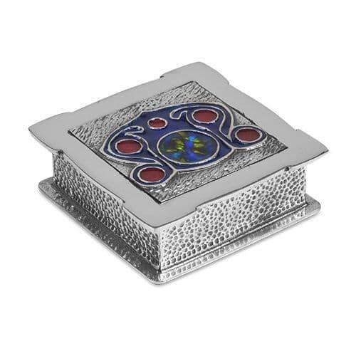 Decorative pewter box with Celtic design by My Store, featuring intricate Arts and Crafts style details.