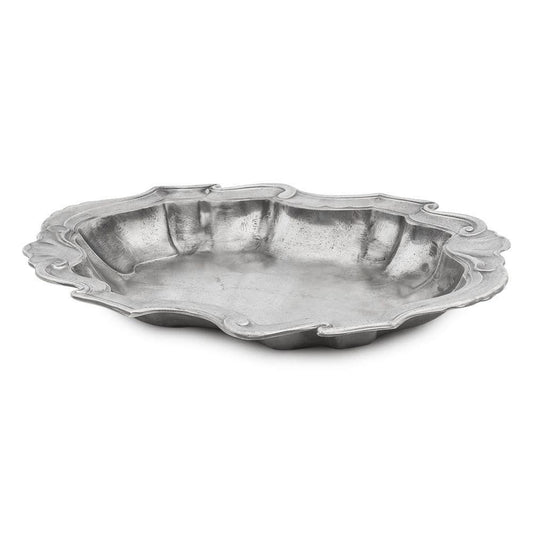 Elegant 16-inch Bavarian Wave Edge tray in white ceramic, perfect for entertaining and serving