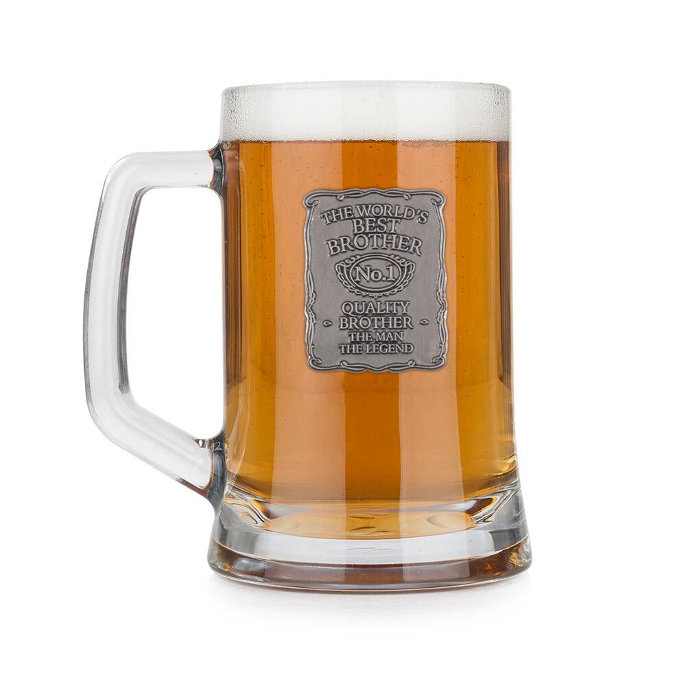 Personalised pint tankard with pewter label, available in 11 designs, by The Gifting Corner
