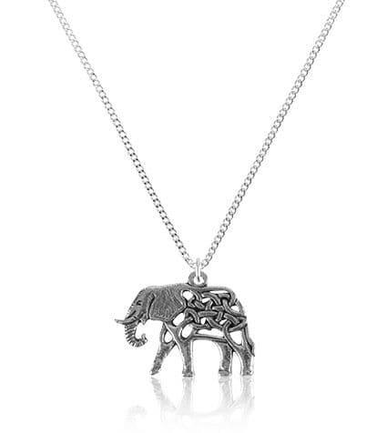Handmade Celtic elephant pendant in British pewter, 30mm, featuring intricate wildlife design by My Store.