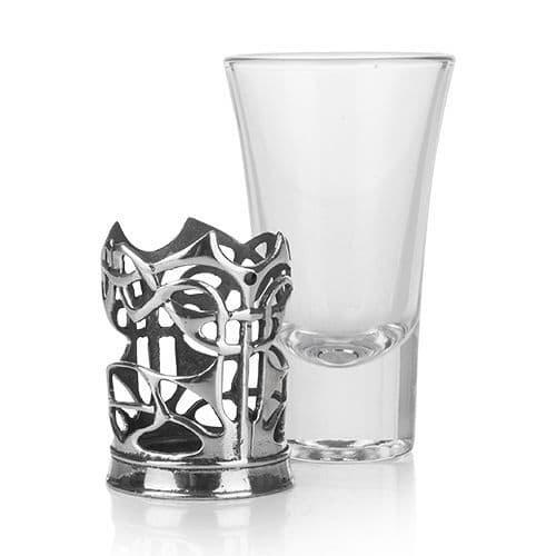 Enamelled dot shot glass holder in vibrant colors, handcrafted by My Store, perfect for entertaining guests.