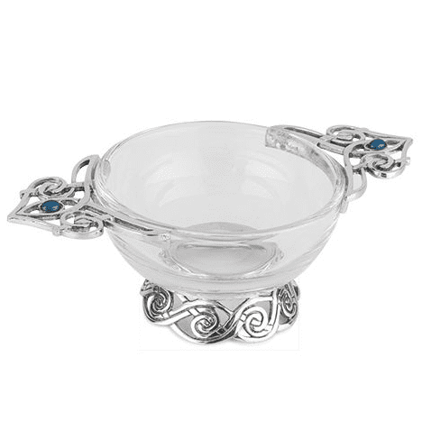 Quaich en Verre Bleu Celtique