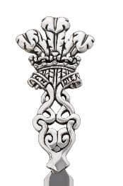 Silver crown-shaped pendant with intricate scrollwork detailing