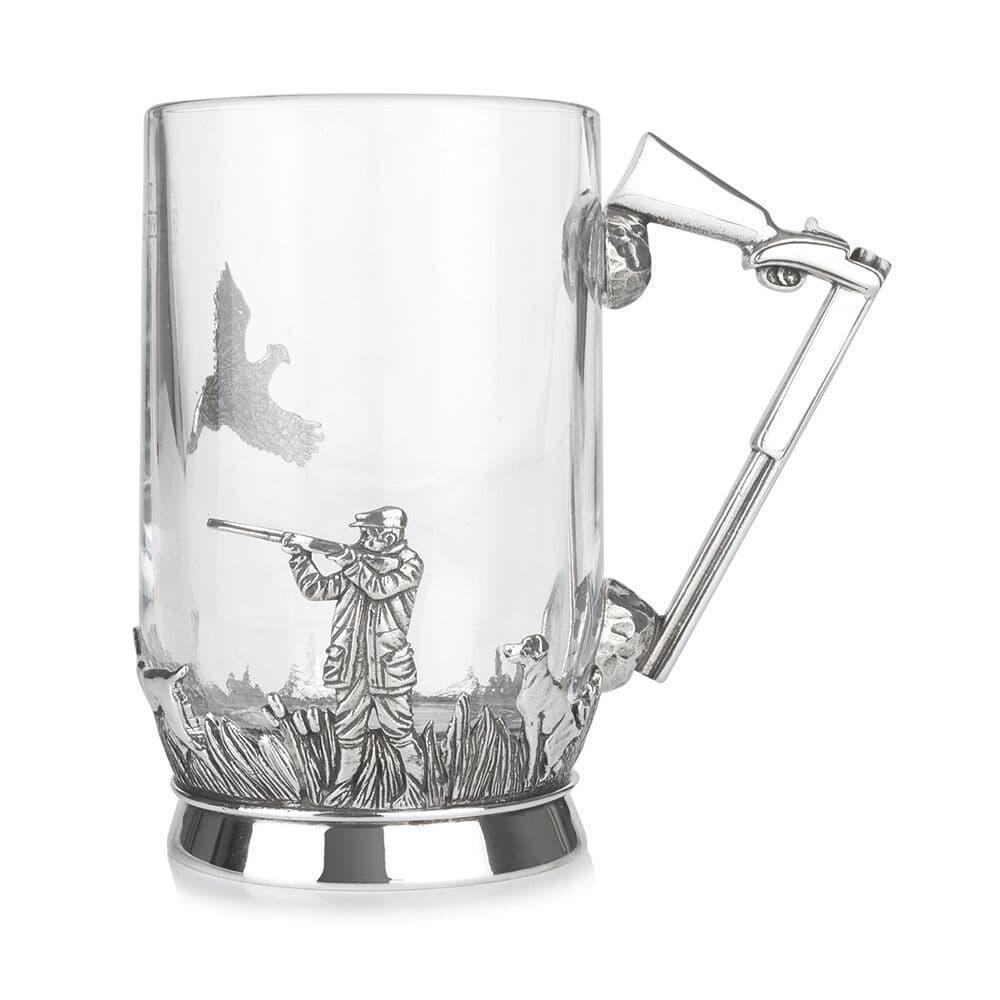 Chope en Verre avec Scène de Chasse