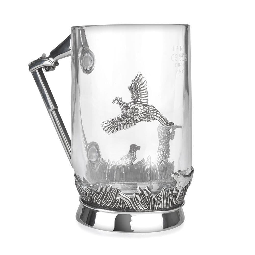 Chope en Verre avec Scène de Chasse