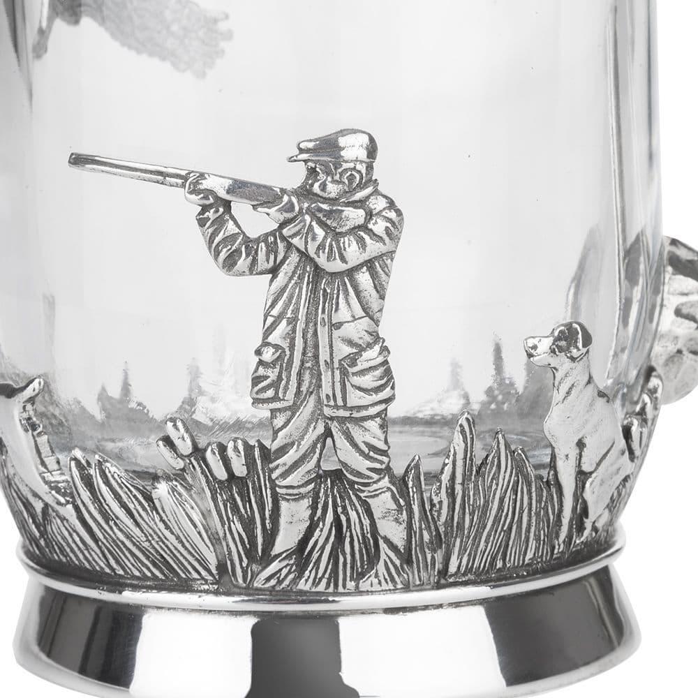 Chope en Verre avec Scène de Chasse