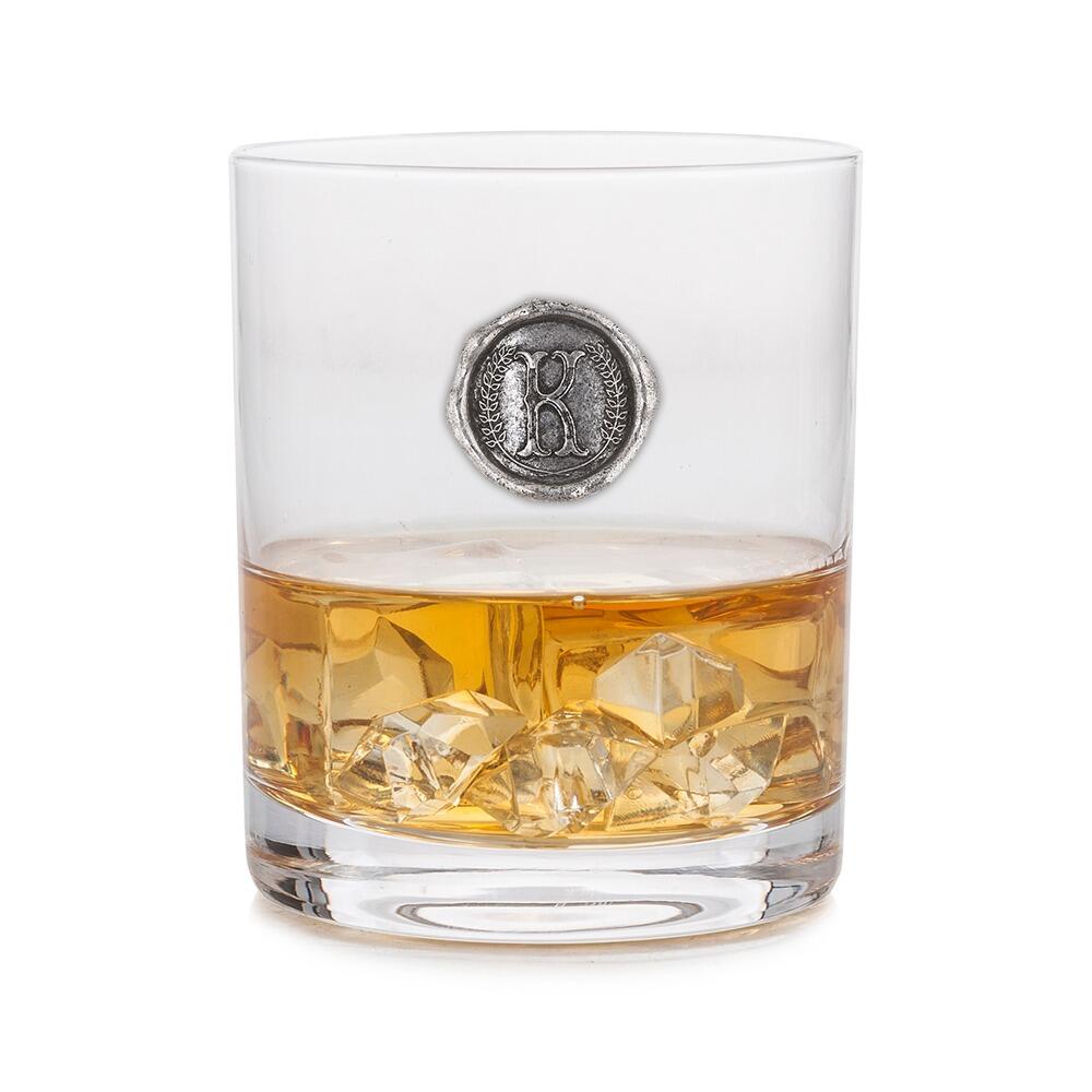 Personalised Whisky Glass with Pewter Initial Monogram Seal