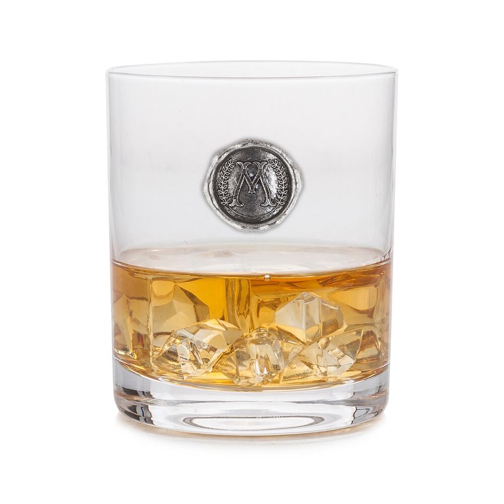 Personalised Whisky Glass with Pewter Initial Monogram Seal