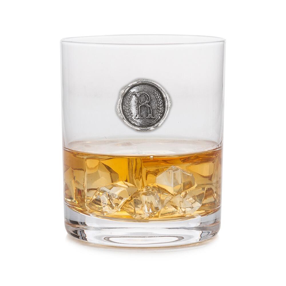 Personalised Whisky Glass with Pewter Initial Monogram Seal
