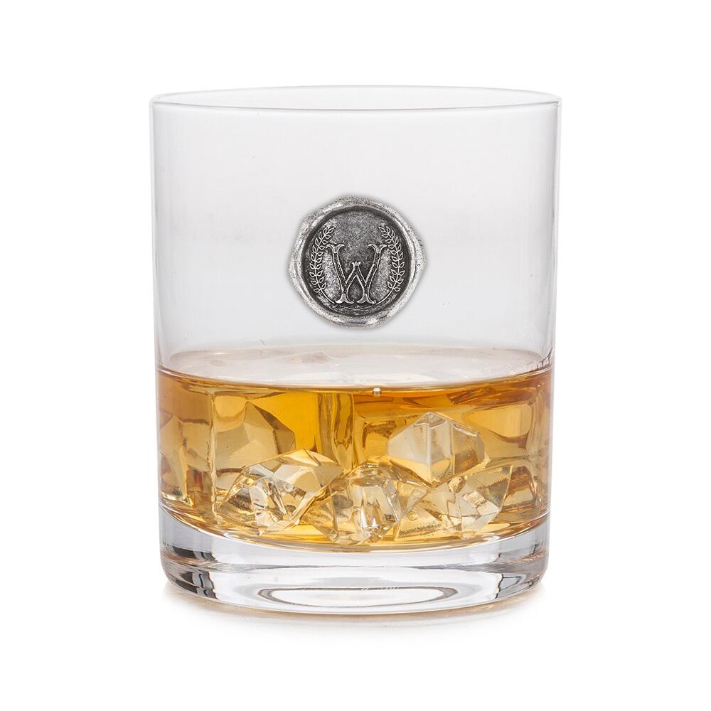 Personalised Whisky Glass with Pewter Initial Monogram Seal