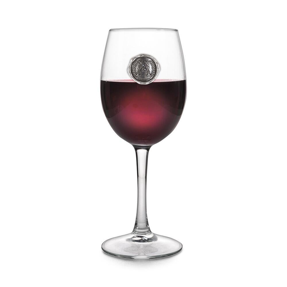 Personalised Wine Glass with Pewter Initial Monogram Seal