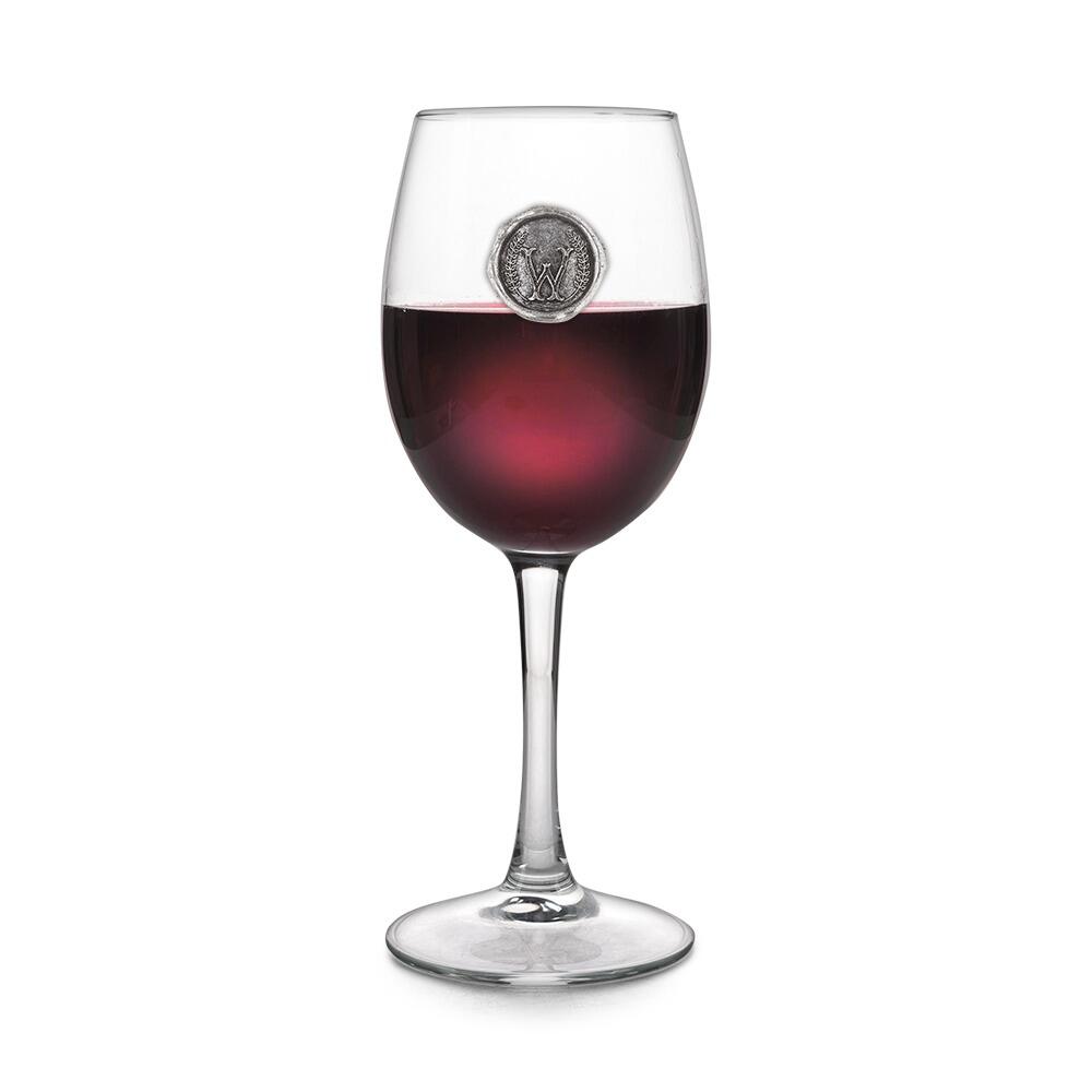 Personalised Wine Glass with Pewter Initial Monogram Seal