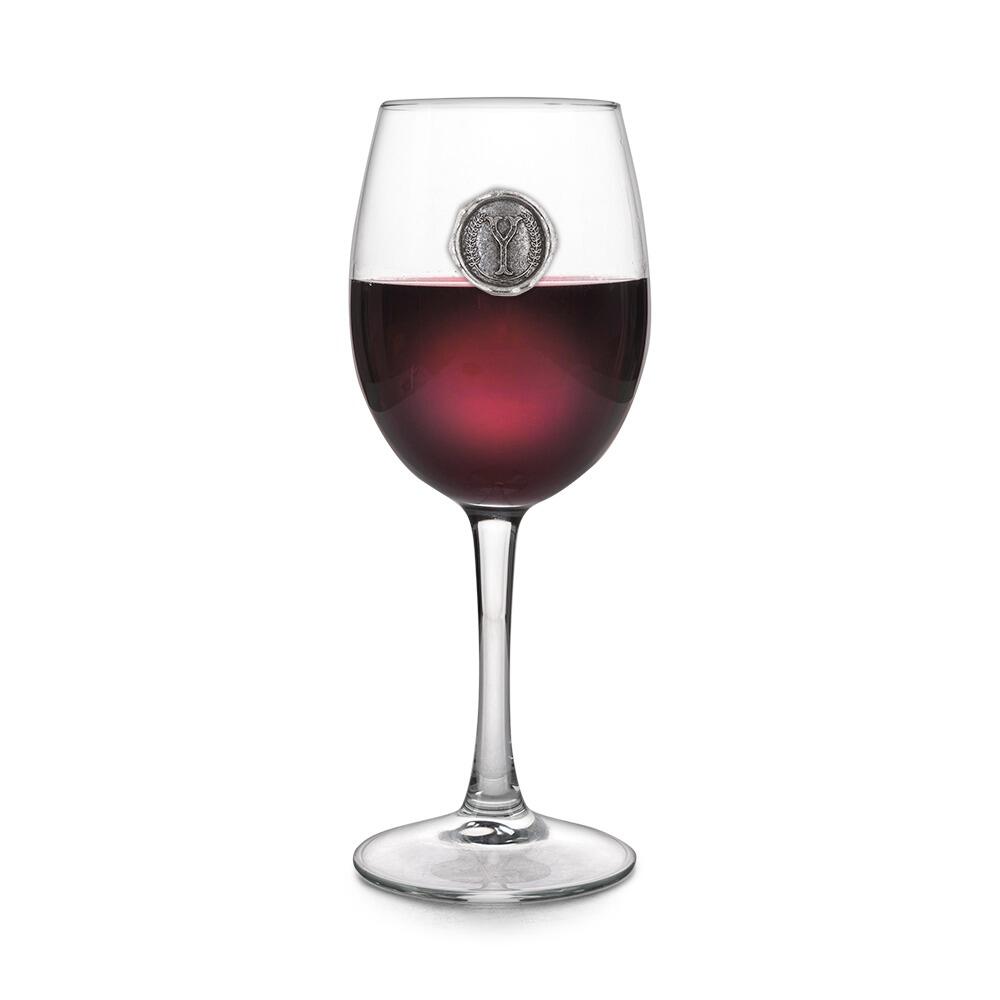 Personalised Wine Glass with Pewter Initial Monogram Seal