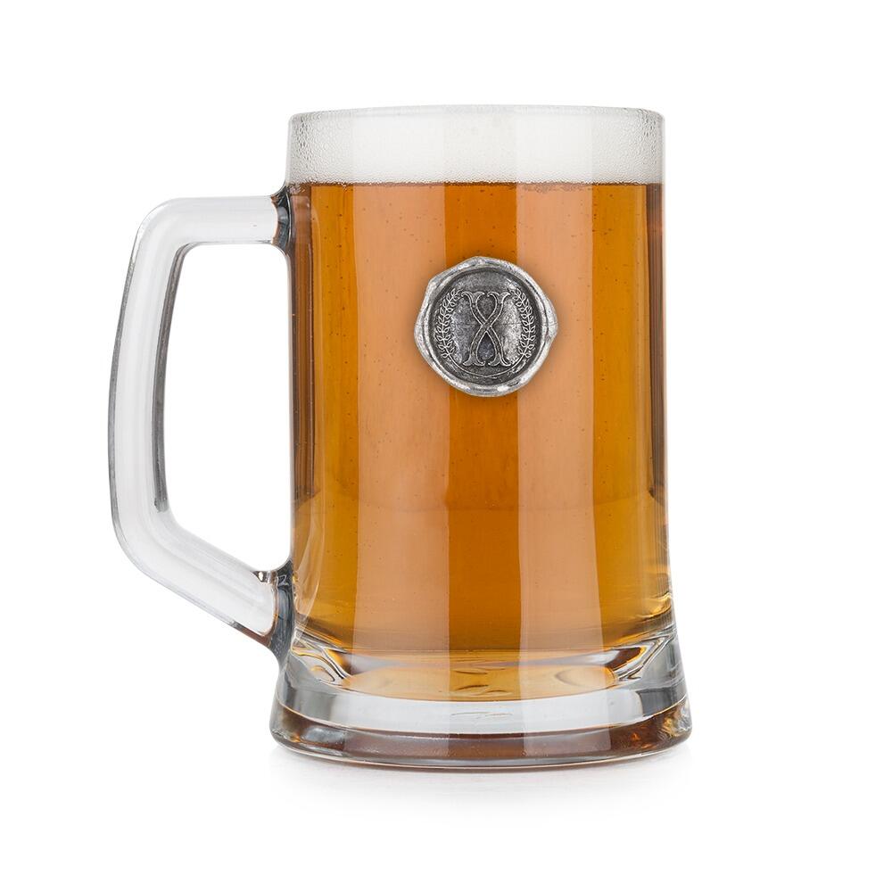 Personalised Pint Glass Tankard with Pewter Initial Monogram Seal