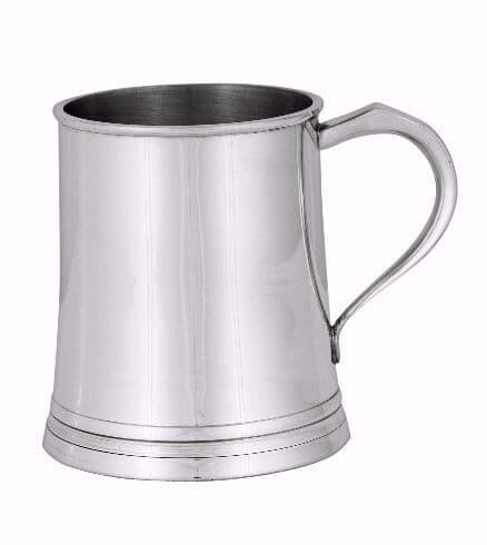 British pewter 1 pint tankard with handle, classic design by My Store, perfect for ale and barware.