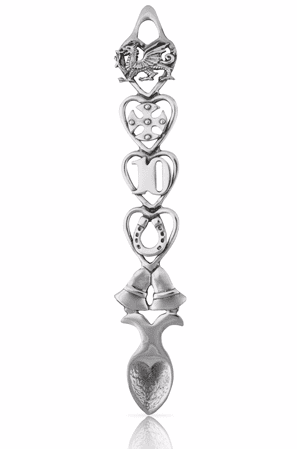 Welsh pewter tin lovespoon, 10-year anniversary gift, artisan design, 6-inch size by My Store