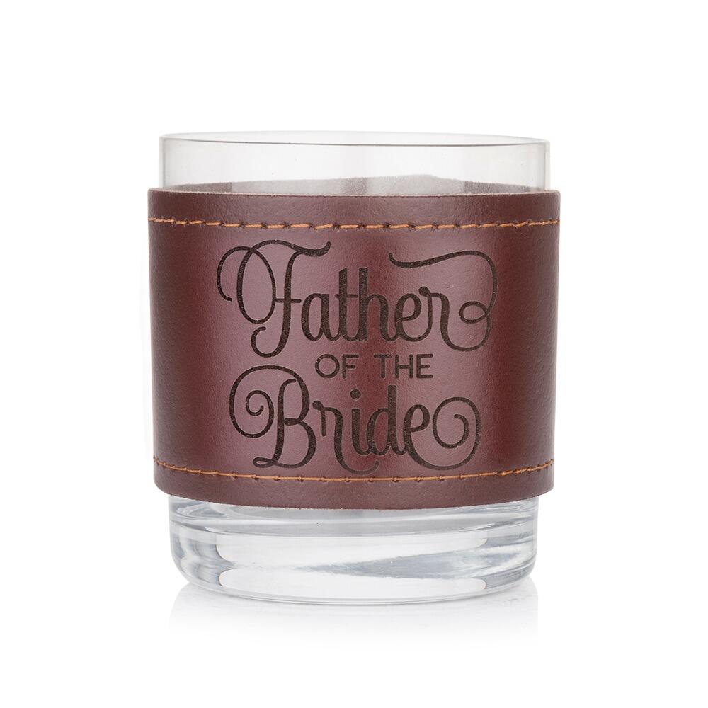 Leather wrapped crystal tumbler in elegant design, 280ml, by My Store, ideal Father of the Bride gift.