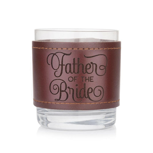 Leather wrapped crystal tumbler in elegant design, 280ml, by My Store, ideal Father of the Bride gift.
