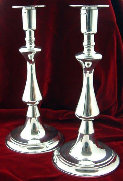Handcrafted 12-inch pewter candlesticks pair with classic design for ambient lighting by My Store