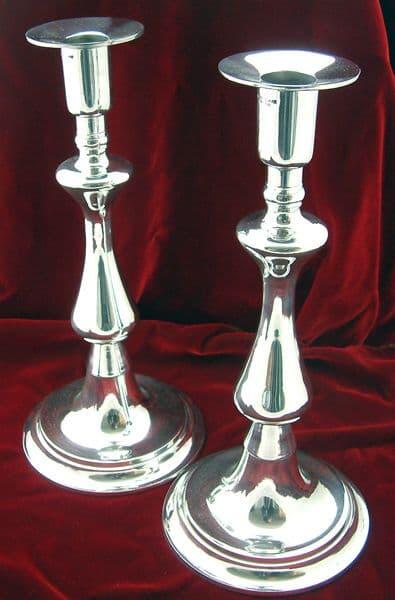 Handcrafted 12-inch pewter candlesticks pair with classic design for ambient lighting by My Store
