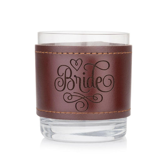 Crystal tumbler wrapped in white leather, elegant design for wedding gifts by My Store