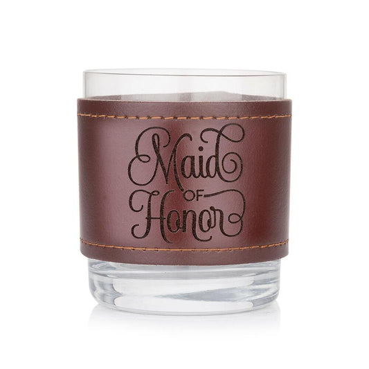 Maid of Honor Leather wrapped Crystal Tumbler
