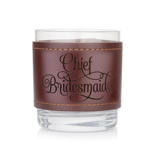 Chief Bridesmaid Leather wrapped Crystal Tumbler