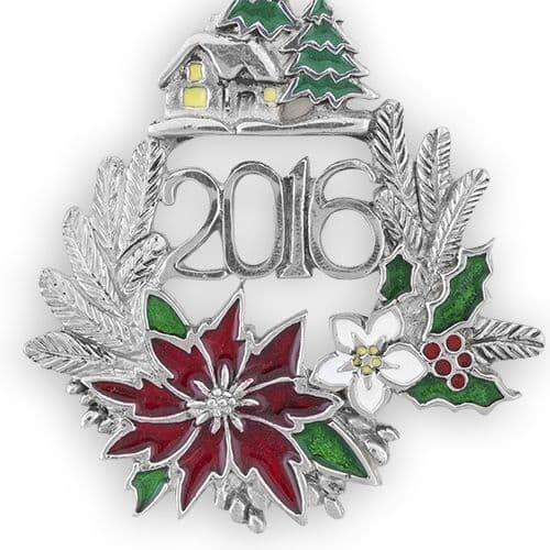 2016 limited edition handcrafted English pewter Christmas ornament with festive design from My Store
