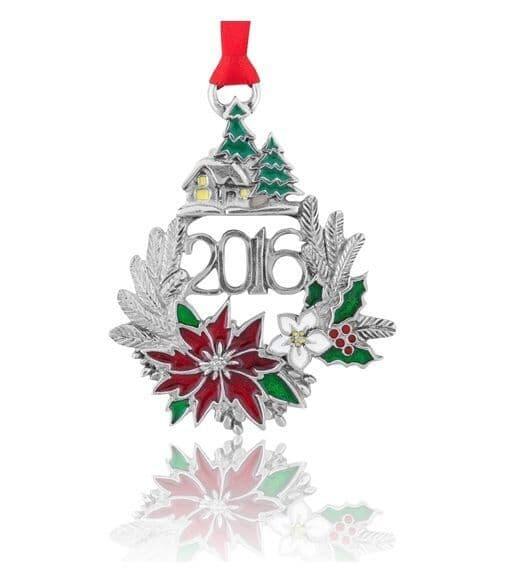Handcrafted English pewter Christmas ornament, 2016 Limited Edition, featuring festive design for holiday decor.