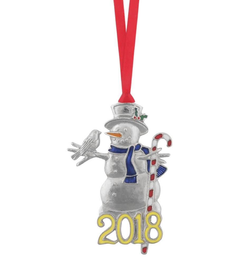 2018 limited edition enamel snowman Christmas ornament with colorful details for festive tree decor by My Store