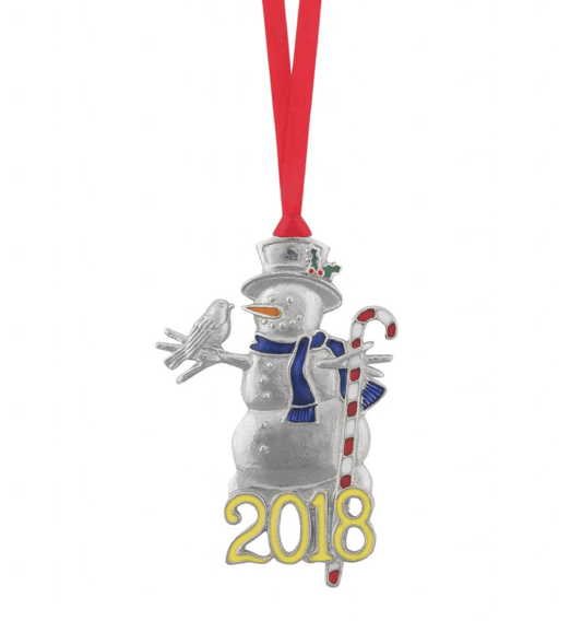 2018 limited edition enamel snowman Christmas ornament with colorful details for festive tree decor by My Store