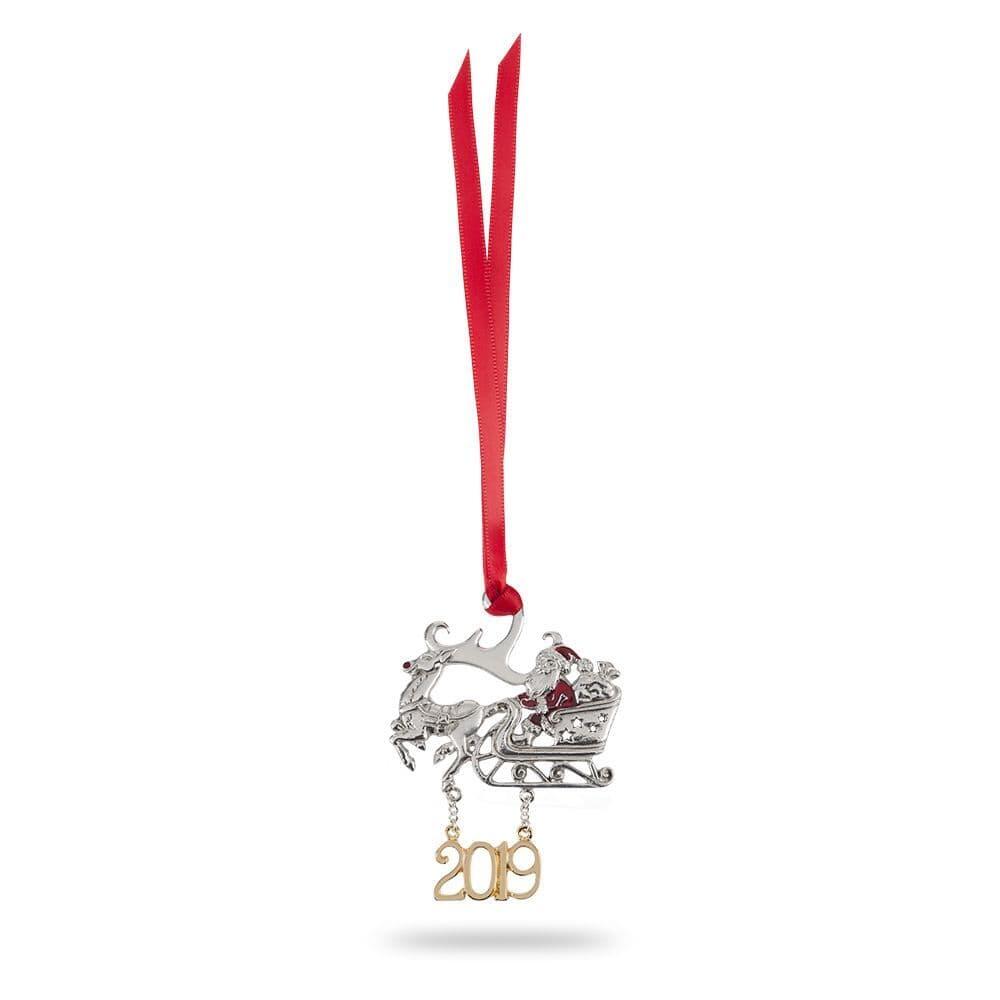 Gold enamel reindeer sleigh Christmas ornament from My Store, 2019 limited edition, boxed gift.