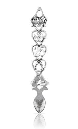 Silver pewter lovespoon for 25th wedding anniversary by My Store, featuring intricate artisan design.