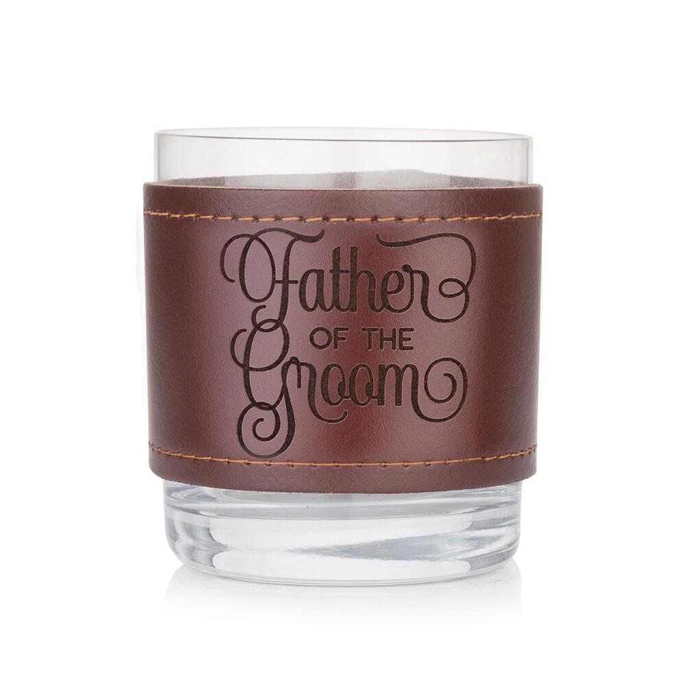 Tumbler en Cristal avec Enveloppe en Cuir - Père du Marié
