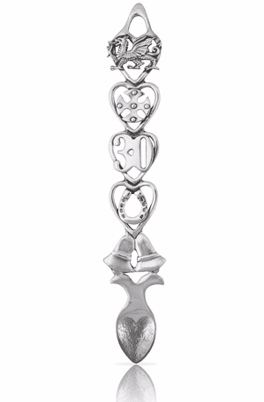 30th Pearl Anniversary Welsh Lovespoon in British pewter, featuring intricate design, 6-inch size by My Store