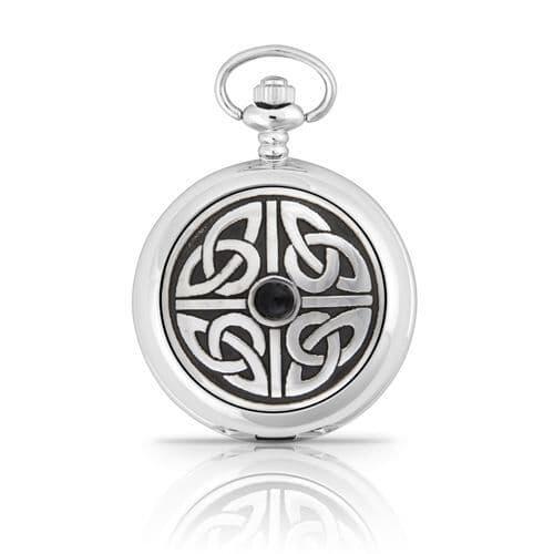 Triag Knot stone quartz pocket watch with chain, sleek design, battery-operated, by My Store