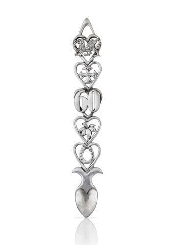Handcrafted pewter lovespoon for 60th birthday, featuring intricate designs, by My Store, 6 inches long.