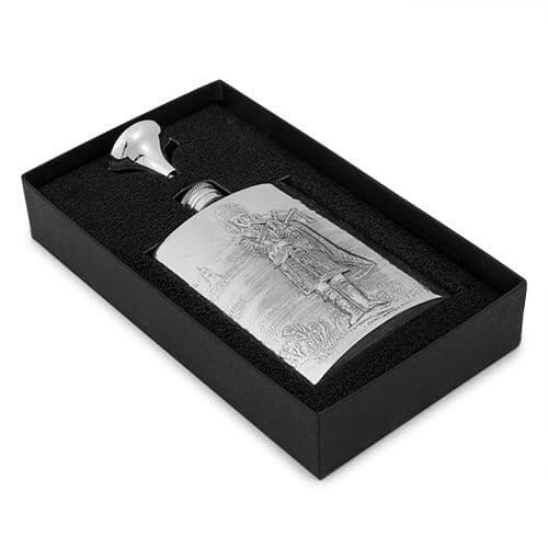 Handcrafted 6oz pewter hip flask featuring a Scottish bagpiper design by My Store