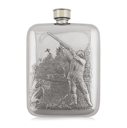 6oz pewter hip flask with a sleek design, perfect for camping and engraving, by My Store.