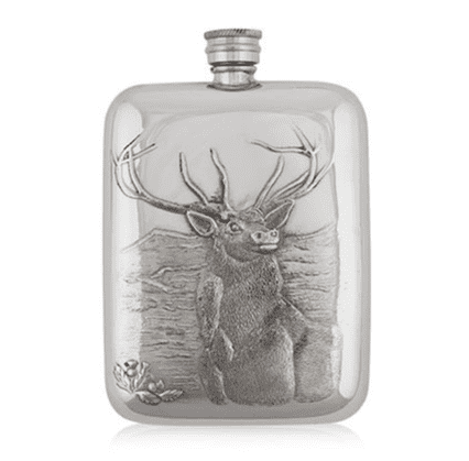 6oz stainless steel stag hip flask by My Store, perfect for camping and groomsmen gifts.