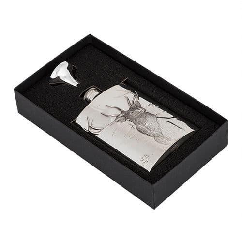 6oz stainless steel stag hip flask by My Store, perfect for camping and groomsmen gifts