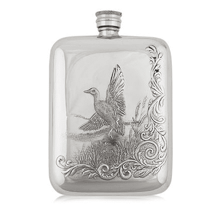6oz stainless steel Mallard hip flask with a sleek design, perfect for groomsmen gifts by My Store