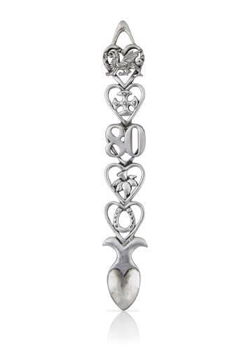 British pewter 80th lovespoon, intricately designed, perfect for 80th birthday or anniversary gift from My Store.