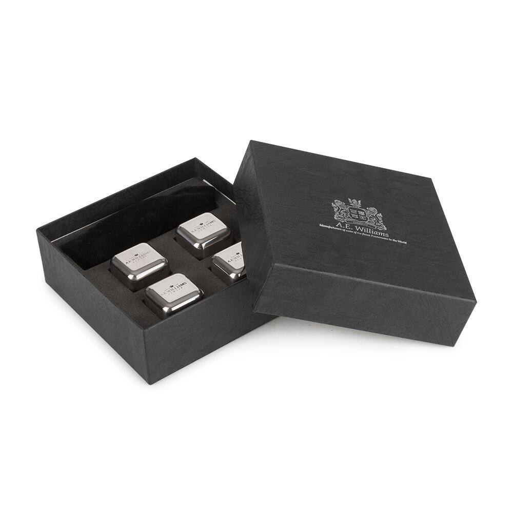 Set of 4 Reusable Stainless Steel Ice Cube Stones – Ideal for All Spirits, Whisky, Rum, Vodka, Gin etc
