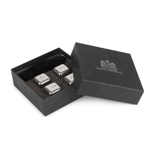 Set of 4 Reusable Stainless Steel Ice Cube Stones – Ideal for All Spirits, Whisky, Rum, Vodka, Gin etc