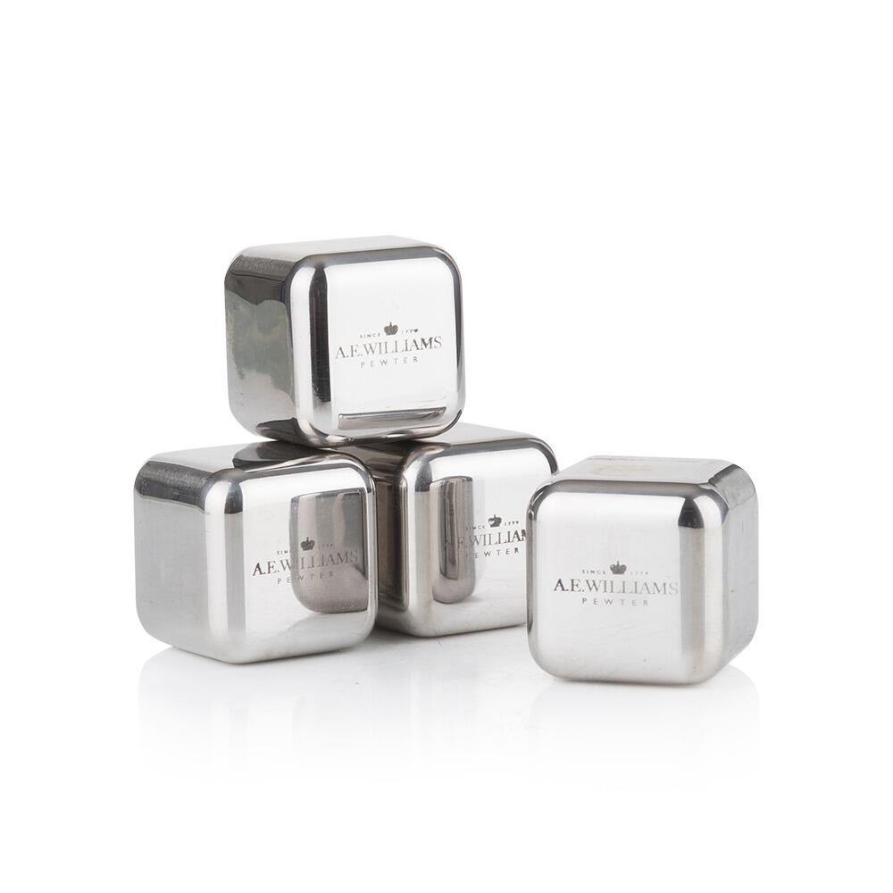 Set of 4 Reusable Stainless Steel Ice Cube Stones – Ideal for All Spirits, Whisky, Rum, Vodka, Gin etc