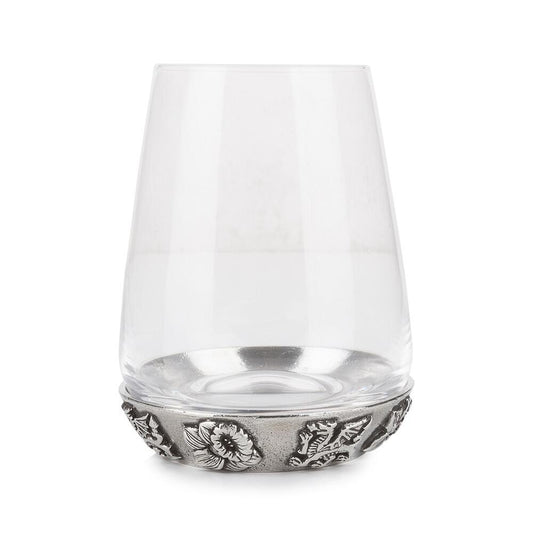 Glass tumbler with detailed Welsh dragon pewter base design